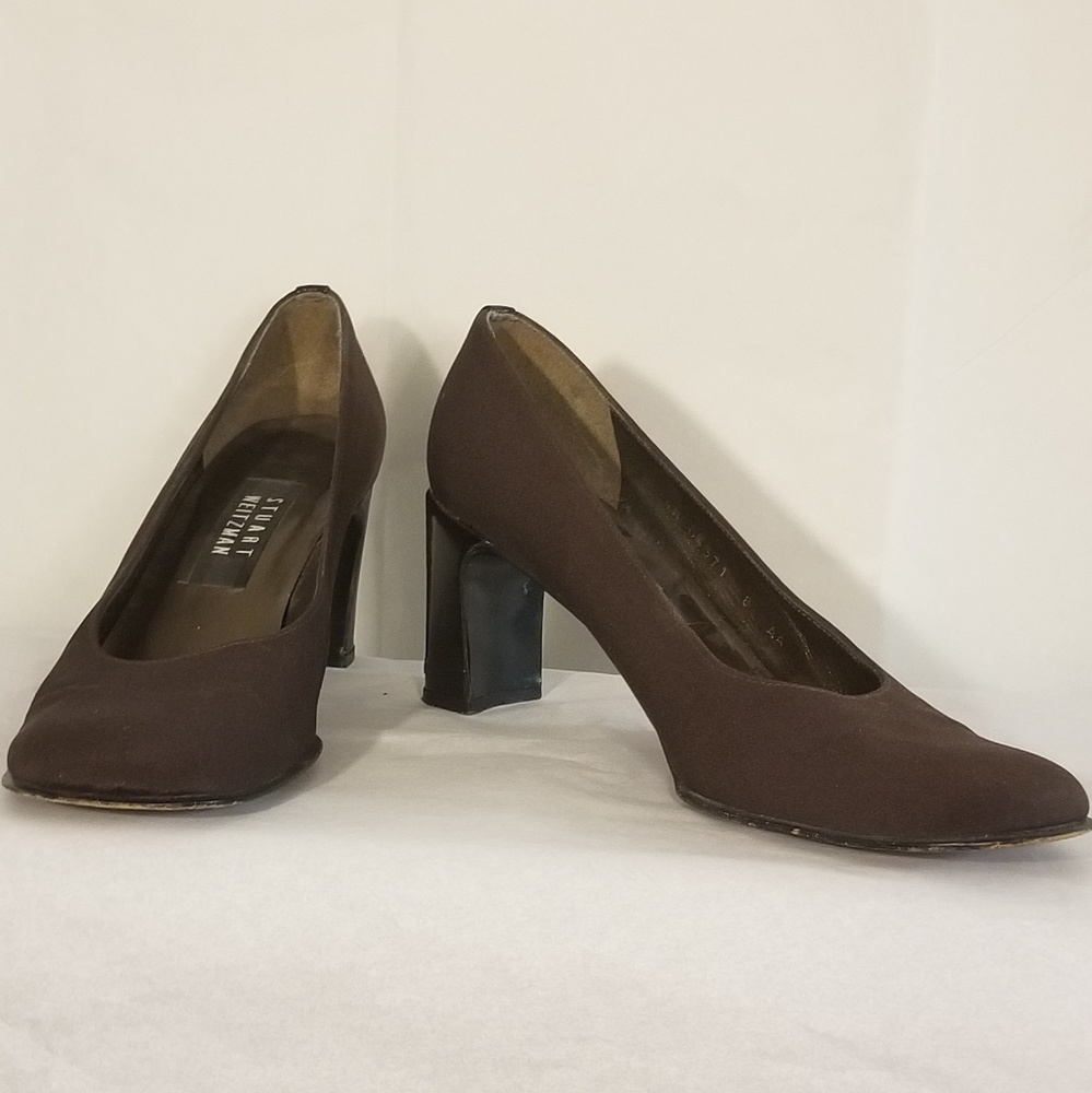 Stuart Weitzman | Brown Fabric Block Heels